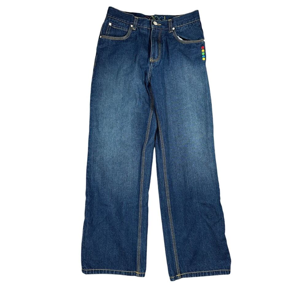 COOGI Straight Leg Jeans Womens Size 16 Y2K High Rise Dark Wash 90s Streetwear